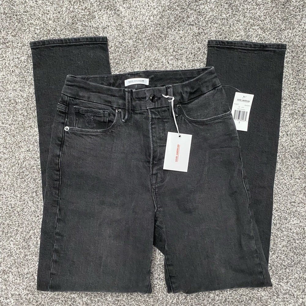 NWT Good American Good Classic Black Jeans 2/26